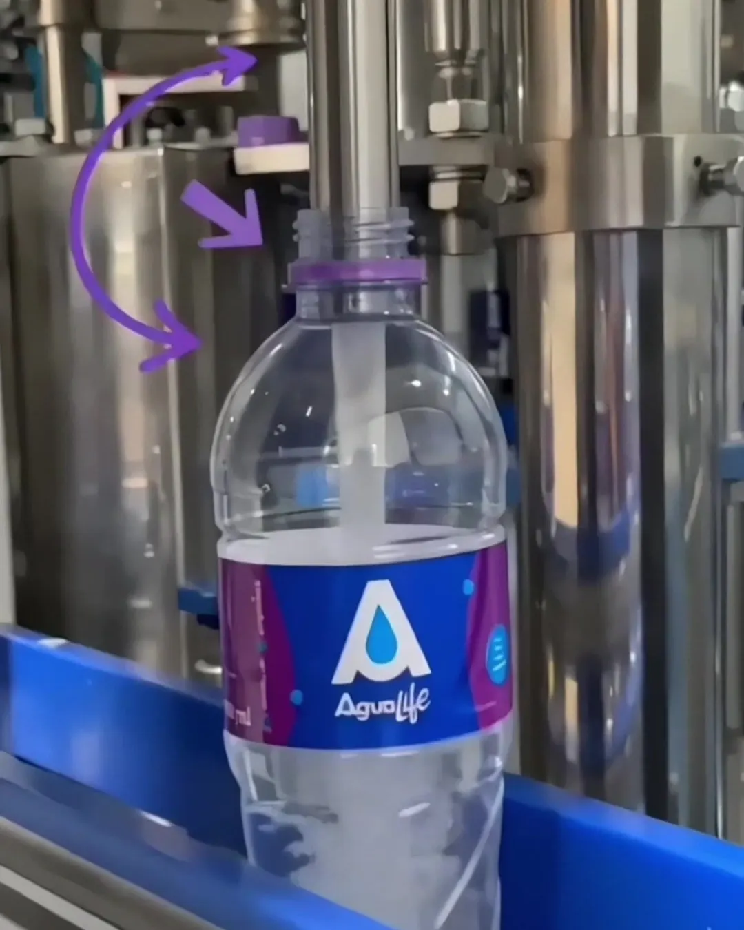 Botella Agualife de 600 ml en la línea automática de embotellado